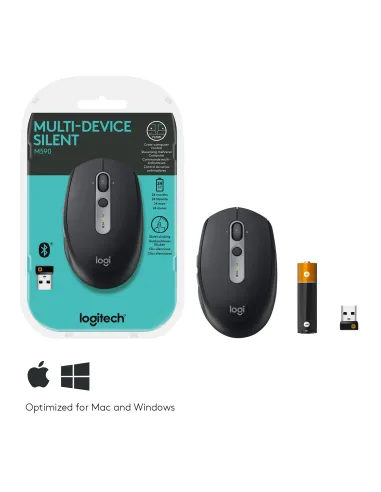 Logitech M590 Silent Ratón Inalámbrico Multidispositivo 1000DPI Negro