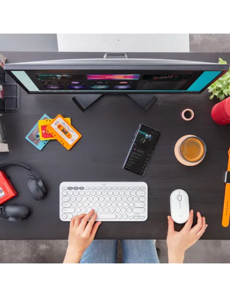 Logitech Pebble M350 Ratón Óptico Inalámbrico Blanco