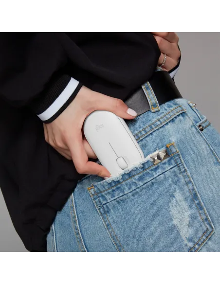 Logitech Pebble M350 Ratón Óptico Inalámbrico Blanco