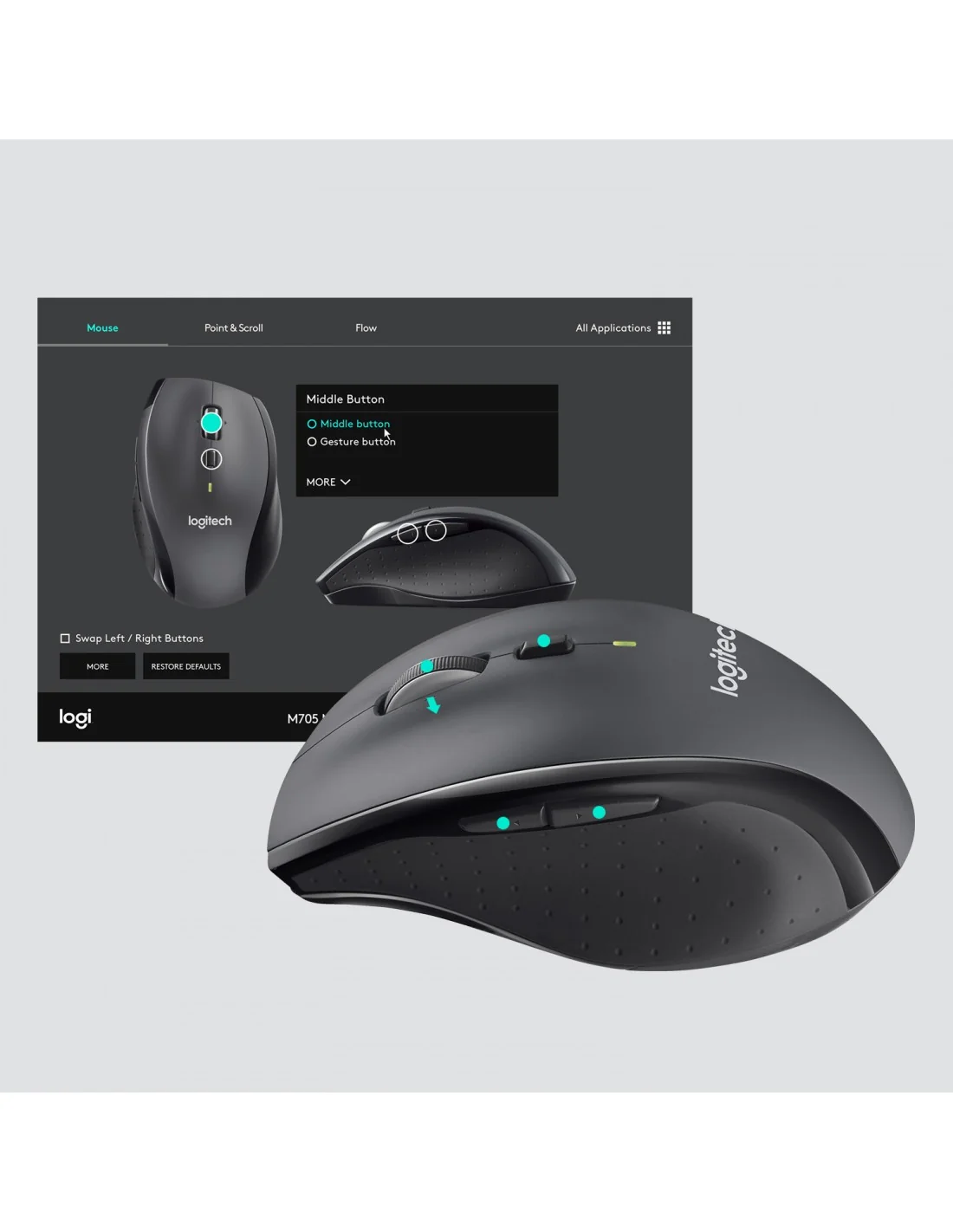 Logitech M705 Marathon Mouse Ratón Inalámbrico 1000 DPI