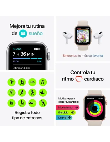 Apple Watch SE 2021 GPS 40mm Aluminio Gris Espacial con Correa Deportiva Negra