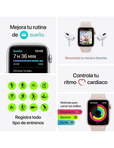 Apple Watch SE 2021 GPS 40mm Aluminio Plata con Correa Deportiva Azul