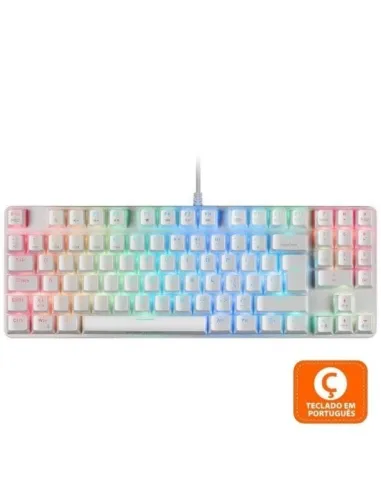Mars Gaming MKREVOPRO Teclado Gaming Mecánico Blanco Switch Azul Portugués