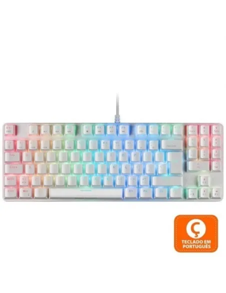 Mars Gaming MKREVOPRO Teclado Gaming Mecánico Blanco Switch Azul Portugués