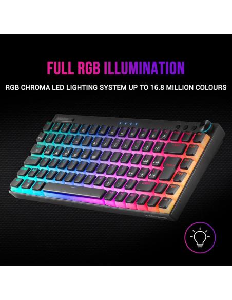Mars Gaming MKCLOUDBRES Teclado Mecánico Inalámbrico RGB Negro Switch Marrón