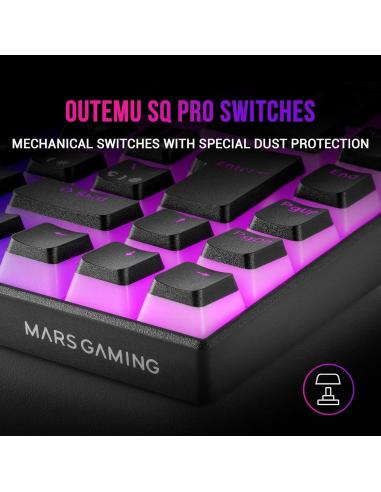 Mars Gaming MKCLOUDBRES Teclado Mecánico Inalámbrico RGB Negro Switch Marrón