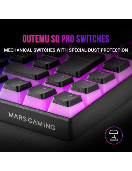 Mars Gaming MKCLOUDBRES Teclado Mecánico Inalámbrico RGB Negro Switch Marrón