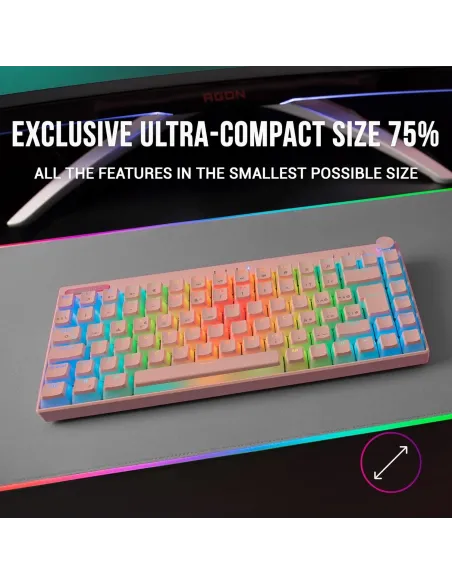 Mars Gaming MKCLOUD Teclado Mecánico Inalámbrico RGB Rosa Switch Azul