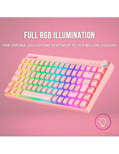Mars Gaming MKCLOUD Teclado Mecánico Inalámbrico RGB Rosa Switch Azul