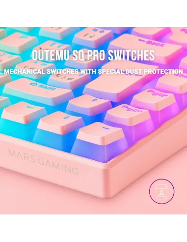 Mars Gaming MKCLOUD Teclado Mecánico Inalámbrico RGB Rosa Switch Azul
