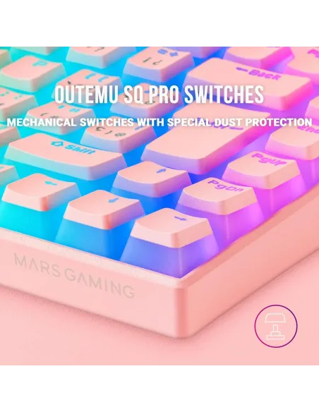 Mars Gaming MKCLOUD Teclado Mecánico Inalámbrico RGB Rosa Switch Azul
