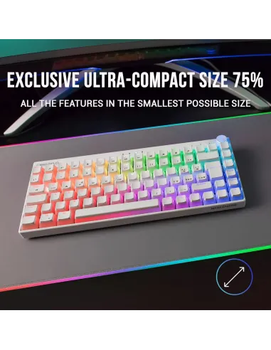 Mars Gaming MKCLOUD Teclado Mecánico Inalámbrico RGB Blanco Switch Marrón