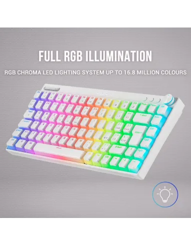 Mars Gaming MKCLOUD Teclado Mecánico Inalámbrico RGB Blanco Switch Marrón