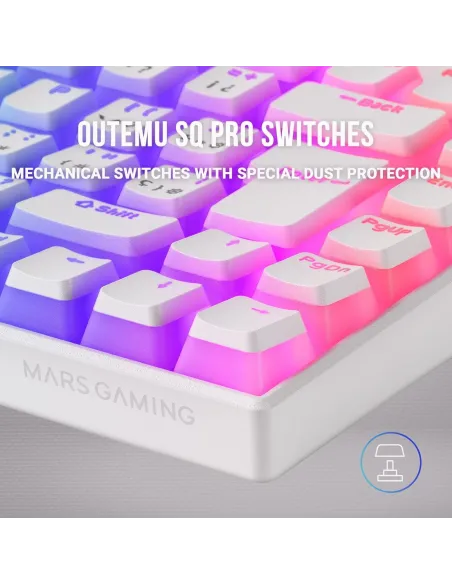 Mars Gaming MKCLOUD Teclado Mecánico Inalámbrico RGB Blanco Switch Marrón