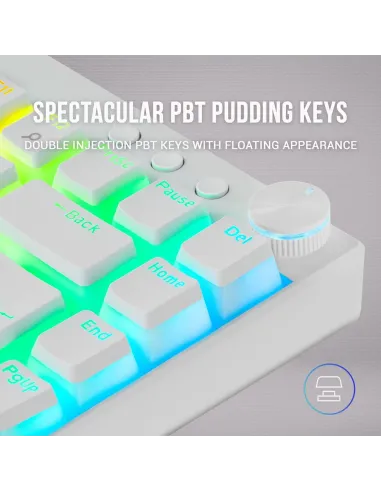 Mars Gaming MKCLOUD Teclado Mecánico Inalámbrico RGB Blanco Switch Marrón
