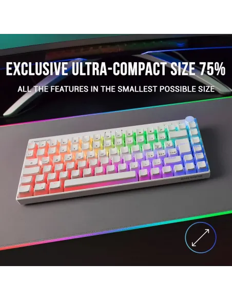 Mars Gaming MKCLOUD Teclado Mecánico Inalámbrico RGB Blanco Switch Rojo
