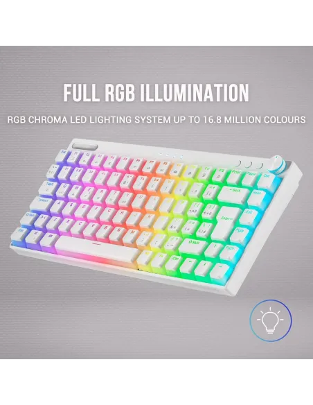 Mars Gaming MKCLOUD Teclado Mecánico Inalámbrico RGB Blanco Switch Rojo