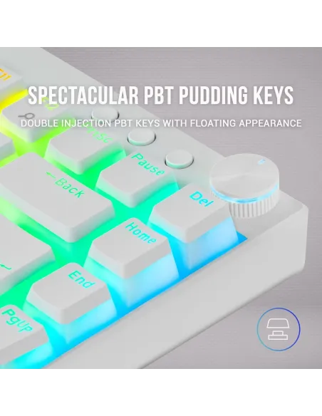 Mars Gaming MKCLOUD Teclado Mecánico Inalámbrico RGB Blanco Switch Rojo