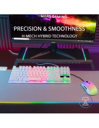 Mars Gaming MK02 TKL Teclado Gaming Híbrido RGB Blanco