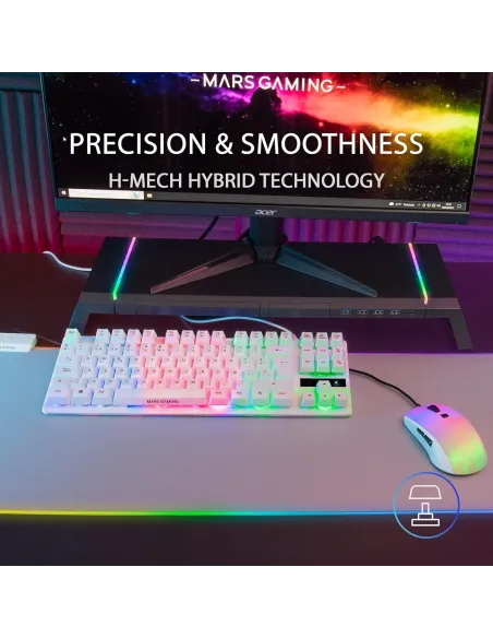 Mars Gaming MK02 TKL Teclado Gaming Híbrido RGB Blanco