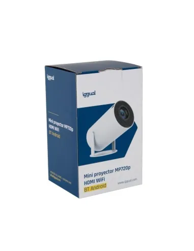 Iggual MP720p Mini Proyector ANSI LED HD 120 Lúmenes + ECO-COST Pantalla de Proyeccion Manual 100"