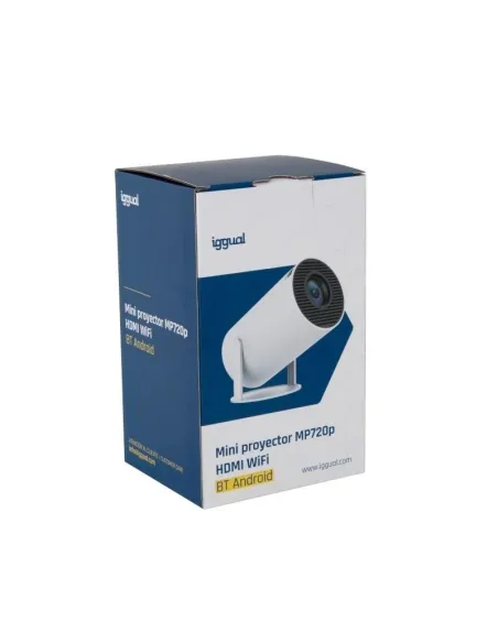 Iggual MP720p Mini Proyector ANSI LED HD 120 Lúmenes + ECO-COST Pantalla de Proyeccion Manual 100"