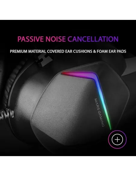 Mars Gaming MH122 Auriculares Gaming FRGB Negros