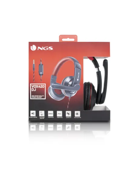 NGS VOX420-DJ Auriculares Negro/Rojo