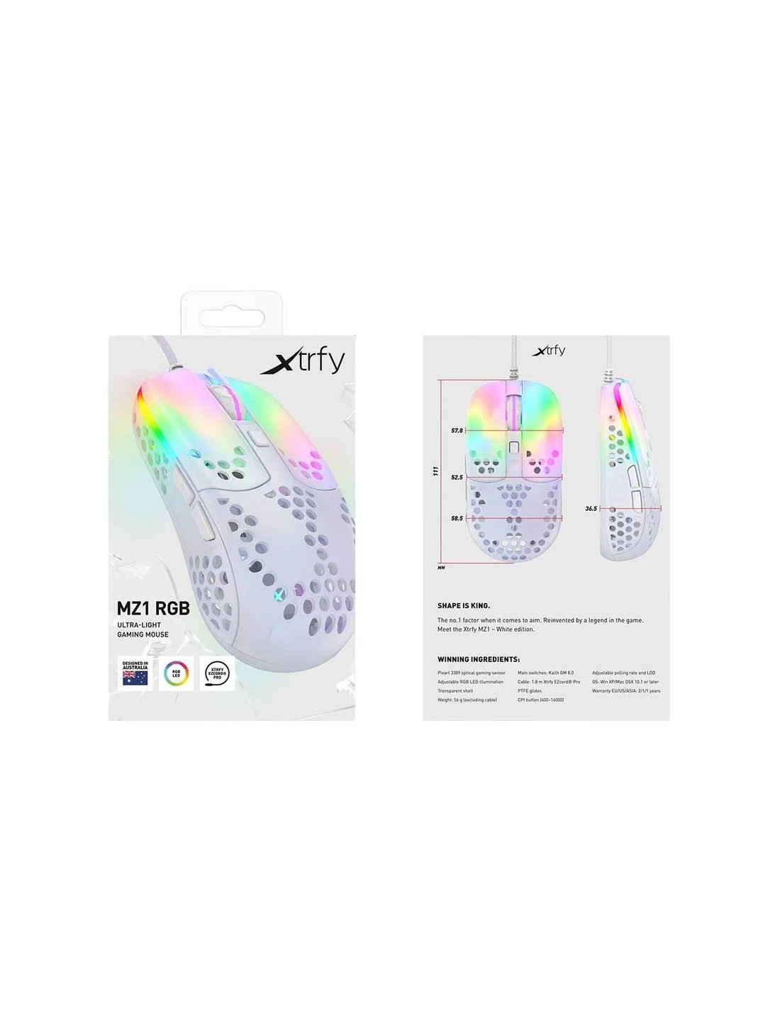 Cherry Xtrfy MZ1 Gaming 16000 Dpi RGB Blanco