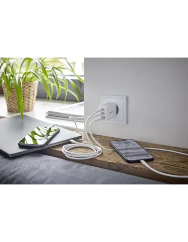 Intenso 7806512 Cargador Pared GaN W65ACC 1xUSB-A/2xUSB-C Blanco