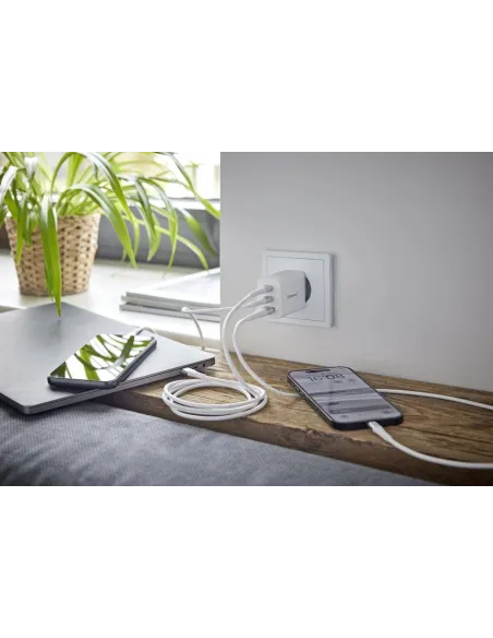 Intenso 7806512 Cargador Pared GaN W65ACC 1xUSB-A/2xUSB-C Blanco