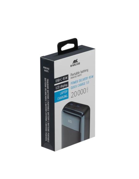 Rivacase VA1075 Powerbank 20000mAh 45W con LCD para Portatiles USB-C Negro