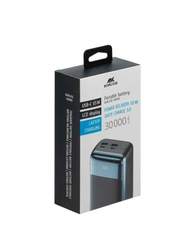 Rivacase VA1080 Powerbank 30000mAh 65W con LCD para Portatiles USB-C Negro