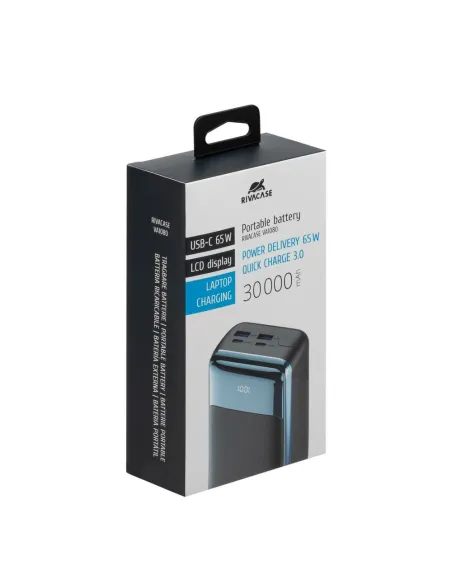 Rivacase VA1080 Powerbank 30000mAh 65W con LCD para Portatiles USB-C Negro