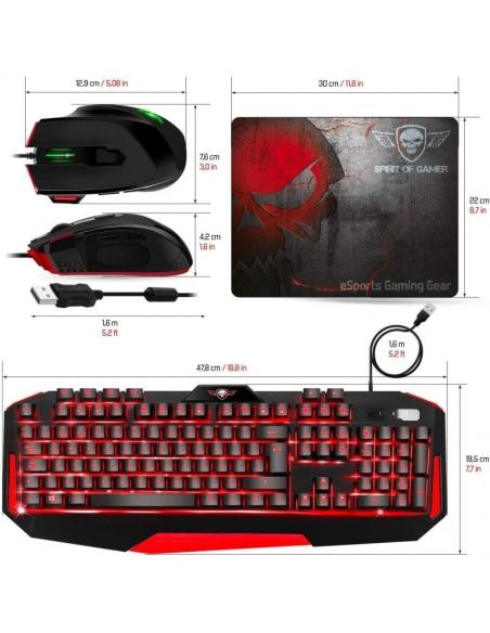 Spirit of Gamer 3in1 Pack Teclado + Ratón + Alfombrilla Gaming