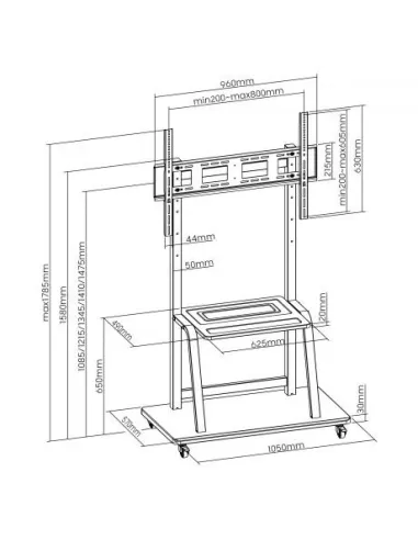 Ewent EW1544 Soporte de Suelo con Ruedas para Pantallas 37 - 100" Máx. 150 Kg