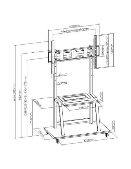 Ewent EW1544 Soporte de Suelo con Ruedas para Pantallas 37 - 100" Máx. 150 Kg