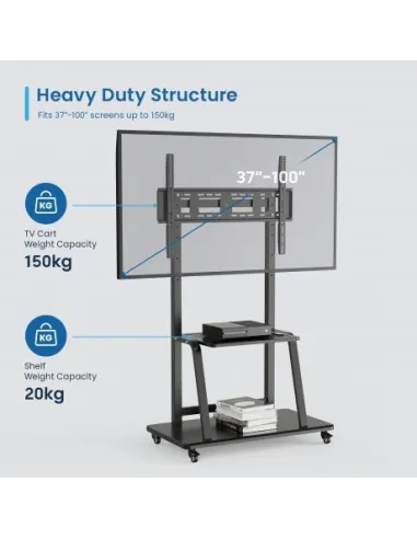 Ewent EW1544 Soporte de Suelo con Ruedas para Pantallas 37 - 100" Máx. 150 Kg