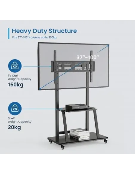 Ewent EW1544 Soporte de Suelo con Ruedas para Pantallas 37 - 100" Máx. 150 Kg