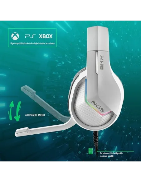 NGS GHX-515 Auriculares Gaming RGB Multiplataforma Blancos