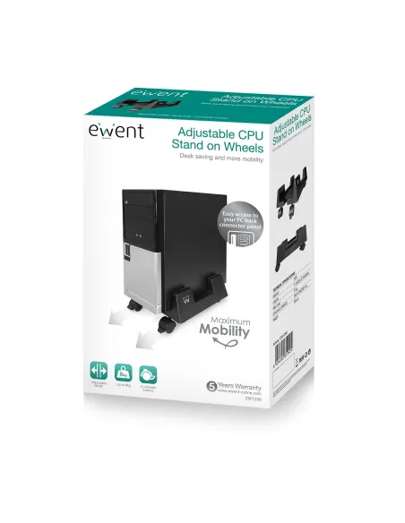 Ewent Soporte CPU con Ruedas Negro