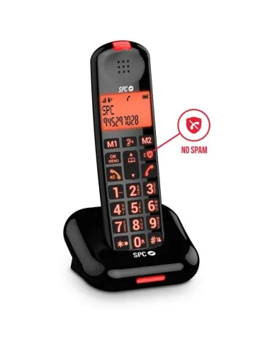 SPC Comfort Kairo Teléfono Fijo Inalámbrico para Mayores Compatible con Audífonos Negro