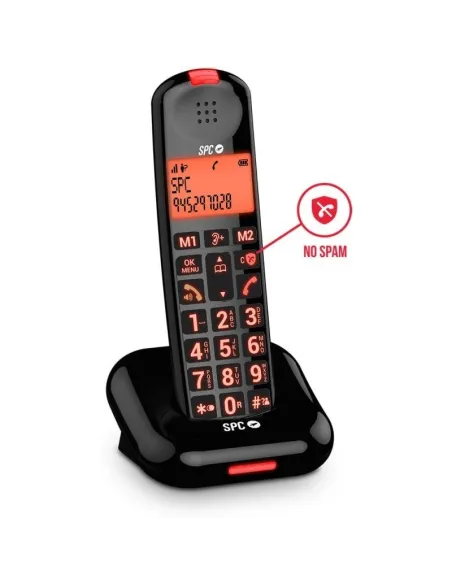 SPC Comfort Kairo Teléfono Fijo Inalámbrico para Mayores Compatible con Audífonos Negro
