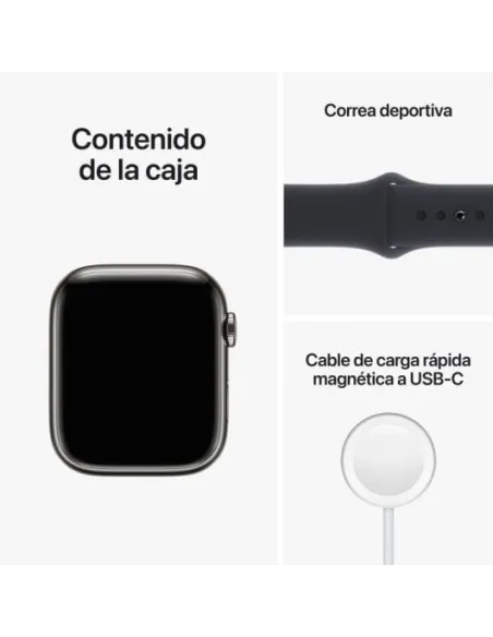 Apple Watch Series 8 GPS + Cellular 45mm Caja de Acero Inoxidable Grafito con Correa Deportiva Media