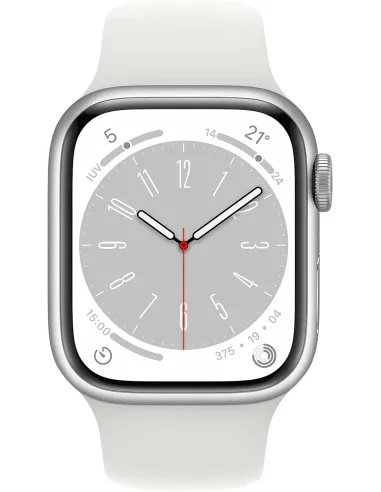 Apple Watch Series 8 GPS + Cellular 41mm Caja de Acero Inoxidable Plata con Correa Deportiva Blanca