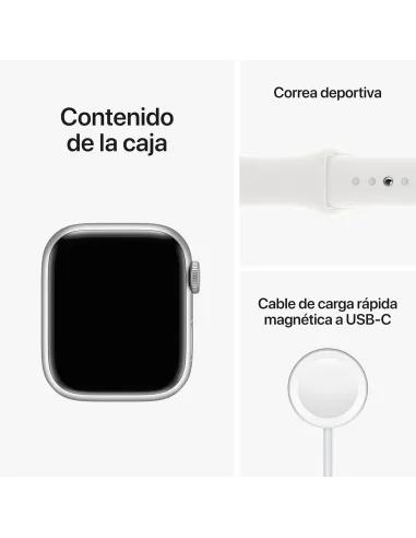 Apple Watch Series 8 GPS + Cellular 41mm Caja de Acero Inoxidable Plata con Correa Deportiva Blanca