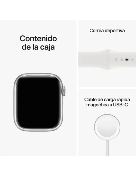Apple Watch Series 8 GPS + Cellular 41mm Caja de Acero Inoxidable Plata con Correa Deportiva Blanca