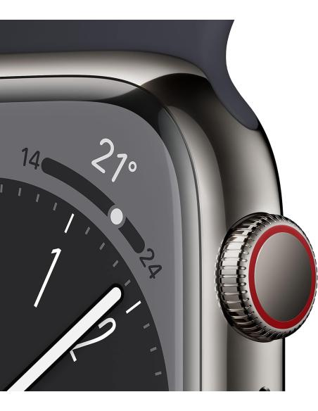 Apple Watch Series 8 GPS + Cellular 41mm Caja de Acero Inoxidable Grafito con Correa Deportiva Media
