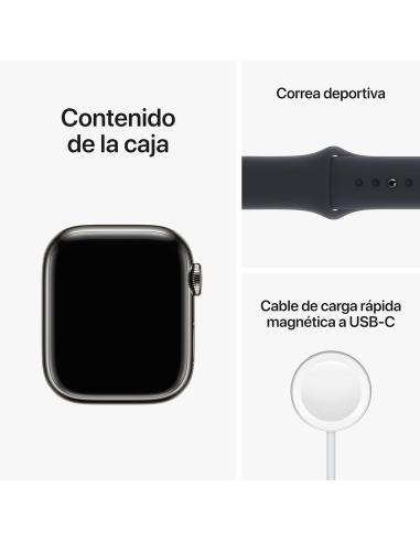 Apple Watch Series 8 GPS + Cellular 41mm Caja de Acero Inoxidable Grafito con Correa Deportiva Media