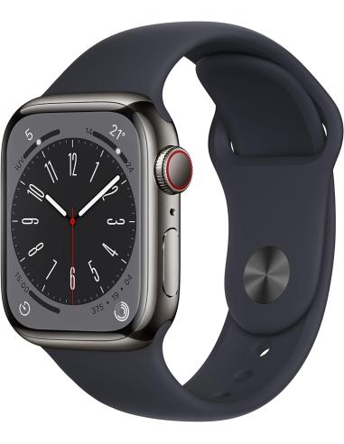 Apple Watch Series 8 GPS + Cellular 41mm Caja de Acero Inoxidable Grafito con Correa Deportiva Media